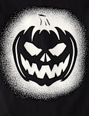 Boys Glow Pumpkin Face Graphic Tee