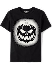 Boys Glow Pumpkin Face Graphic Tee