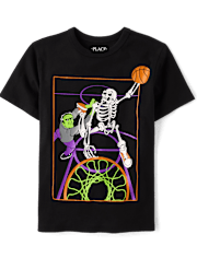 Boys Skeleton Basketball Player Graphic Tee