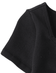 Haut froncé côtelé sans coutures pour fille