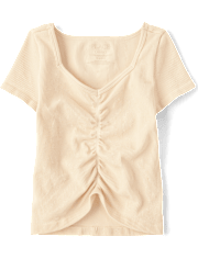 Girls Seamless Ribbed Ruched Top