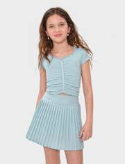 Girls Seamless Ribbed Ruched Top
