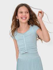 Girls Seamless Ribbed Ruched Top