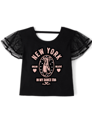 Girls Graphic Flutter Top