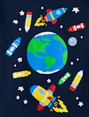 Toddler Boys Space School Supplies Graphic Tee