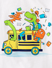 Toddler Boys Dino School Bus Graphic Tee