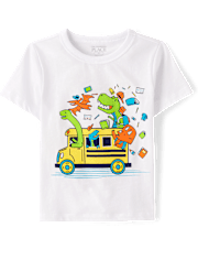 Toddler Boys Dino School Bus Graphic Tee
