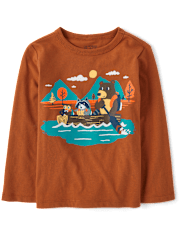 Baby And Toddler Boys Animal Boat Graphic Tee