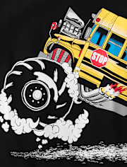 Boys Monster Truck School Bus Graphic Tee