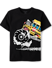 Boys Monster Truck School Bus Graphic Tee