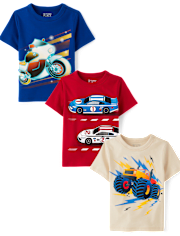 Baby And Toddler Boys Vehicle Graphic Tee 3-Pack