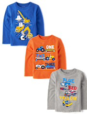 Baby And Toddler Boys Vehicle Graphic Tee 3-Pack