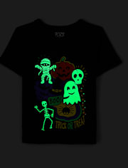 Baby And Toddler Boys Glow Halloween Doodles Graphic Tee