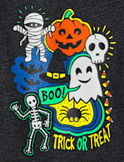 Baby And Toddler Boys Glow Halloween Doodles Graphic Tee