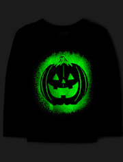 Baby And Toddler Boys Glow Pumpkin Face Graphic Tee