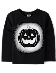Baby And Toddler Boys Glow Pumpkin Face Graphic Tee