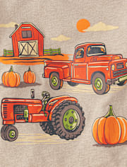 T-shirt graphique pour bébés et petits garçons avec motif de véhicules de la ferme