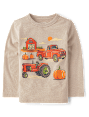 T-shirt graphique pour bébés et petits garçons avec motif de véhicules de la ferme