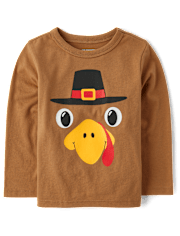 Baby And Toddler Boys Turkey Face Graphic Tee