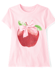 Girls Apple Bow Graphic Tee