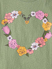 Girls Floral Heart Graphic Tee