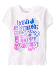 Girls Confidence Words Graphic Tee