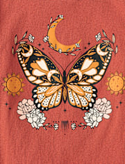 Girls Butterfly Moon Graphic Tee