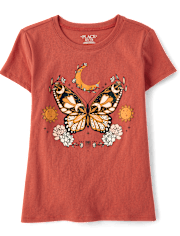 Girls Butterfly Moon Graphic Tee