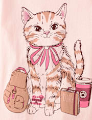 Girls Pink Cat Things Graphic Tee