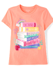 Girls Positive Book Stack Graphic Tee