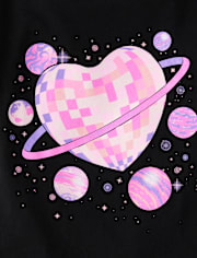 Girls Space Disco Heart Graphic Tee