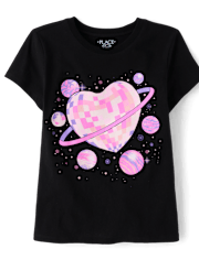 Girls Space Disco Heart Graphic Tee