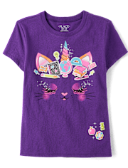 Girls School Cat Graphic Tee