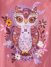 Girls Floral Owl Graphic Tee
