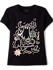 Girls Glow Halloween Doodles Graphic Tee