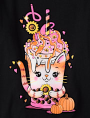 T-shirt graphique « Fall Fall Cat Drink » pour filles