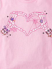 Girls Skeleton Heart Graphic Tee