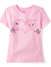 Girls Skeleton Heart Graphic Tee