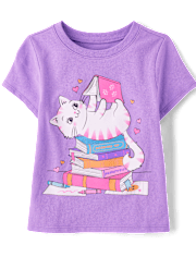 Toddler Girls Reading Cat Graphic Tee