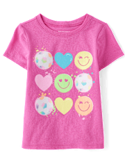 Baby And Toddler Girls Soccer Hearts Graphic Tee