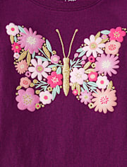 Baby And Toddler Girls Floral Butterfly Graphic Tee