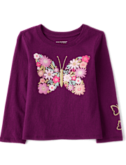 Baby And Toddler Girls Floral Butterfly Graphic Tee