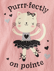 Baby And Toddler Girls Ballerina Cat Graphic Tee