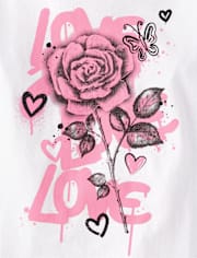 Girls Love Graffiti Rose Graphic Tee