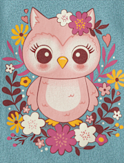 Toddler Girls Flower Owl Graphic Tee