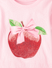 Toddler Girls Apple Bow Graphic Tee
