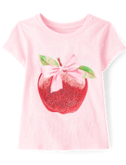 Toddler Girls Apple Bow Graphic Tee