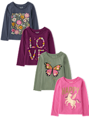 Baby And Toddler Girls Floral Graphic Tee 5-Pack