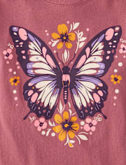 Girls Floral Butterfly Graphic Tee