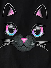 Girls Glow Cat Graphic Tee